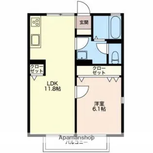 レジデンス青樹B【105号室】の間取り