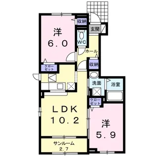 アッシュ8 B【1階】の間取り