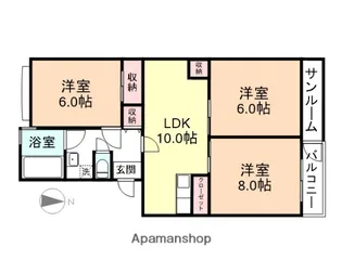 大町コーポ【306号室】の間取り