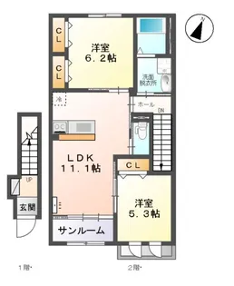 メルヴェーユⅡ【2階】の間取り
