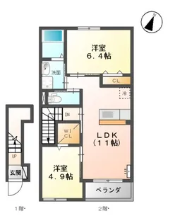 サンローズ・K&T【2階】の間取り