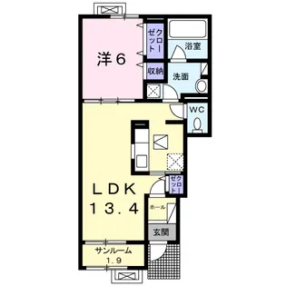 サニーハイムC【1階】の間取り