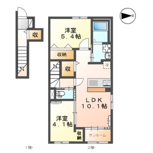 富山市北代アパート【202号室】の間取り