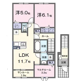 リバティ Ⅰ【2階】の間取り