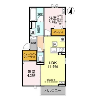 コタージュ七番館【1階】の間取り