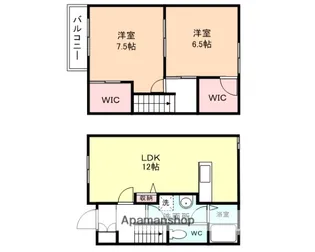 富山県富山市吉作【テラスハウス】の間取り