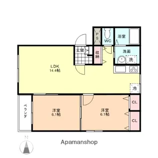 富山県富山市婦中町下轡田【マンション】の間取り