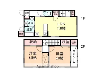富山県富山市上飯野新町4丁目【テラスハウス】の間取り