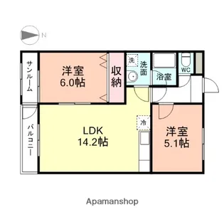 富山県富山市婦中町速星【マンション】の間取り
