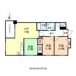 アパガーデンプレイス富山【14階】の間取り
