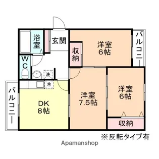 コンチネンタル布瀬Ⅱ【4階】の間取り