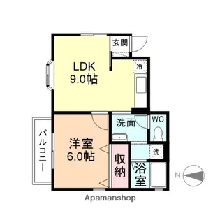 ハピネス【A102号室】の間取り