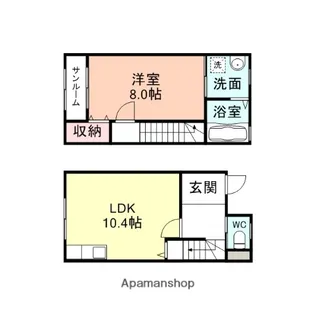 富山県富山市萩原【テラスハウス】の間取り