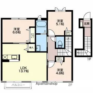 シャルマン小杉B【2階】の間取り