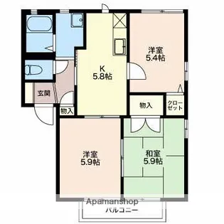 シャルマン森【102号室】の間取り