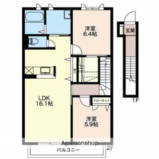 メゾン サミュゼB【2階】の間取り