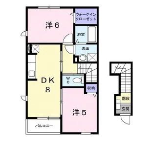 エレガンスヤツオE【2階】の間取り