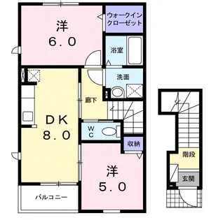 ベルズかたかごB【2階】の間取り