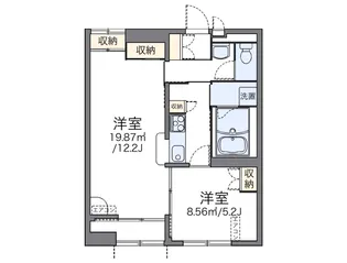 レオパレスシェルテニナガワ【102号室】の間取り