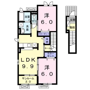 エクシード【2階】の間取り