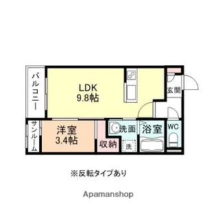 パークプレイス中川原【103号室】の間取り
