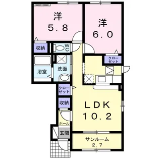 リン・デ・クリート【1階】の間取り