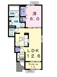 サニーハイムA【1階】の間取り