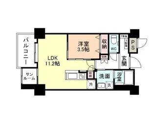 PLAZA布瀬Ⅱ【7階】の間取り