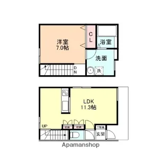 富山県富山市本郷町【テラスハウス】の間取り