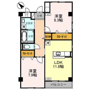 ブライトコート中川原【1階】の間取り