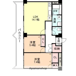 富山県富山市山室【マンション】の間取り