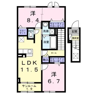スリージェメゾン Ⅱ【2階】の間取り