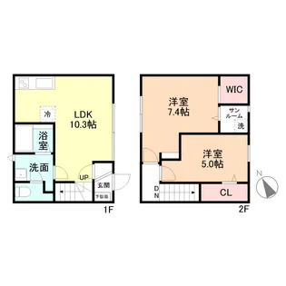 カサーレ蓮町 Ⅱ棟【2階】の間取り