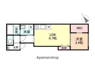 クロスシーズン五福A棟【202号室】の間取り