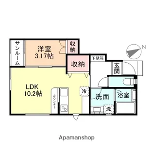 ル アンジュ長江 A棟【1階】の間取り