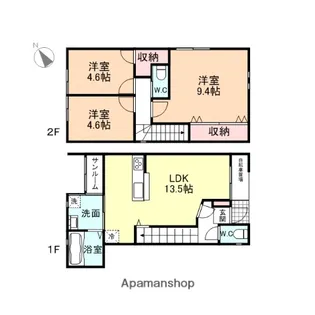 ナチュラルヴィレッジ弥生町【B号室】の間取り