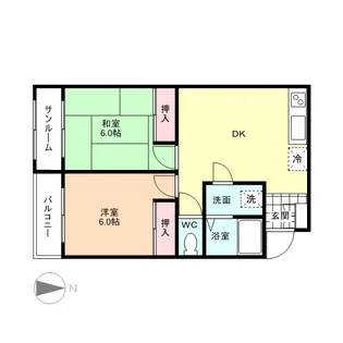 ベルビュ呉羽【2階】の間取り