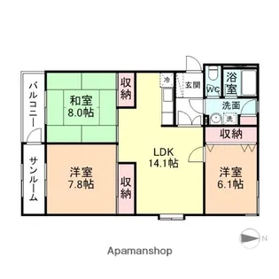 ウオノミハイツ【4階】の間取り