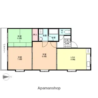 アベニュー布瀬【3-H号室】の間取り