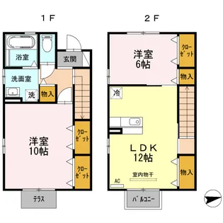 富山県富山市下赤江町2丁目【テラスハウス】の間取り