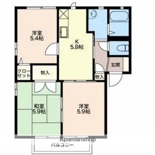 アサナ アルカディア【2階】の間取り