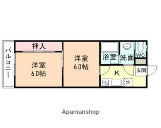 パレスドール北代【202号室】の間取り