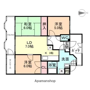 ヴァンベール黒瀬【302号室】の間取り