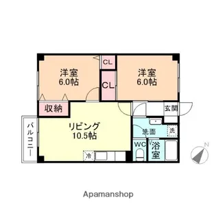 パティオ中川原【2階】の間取り