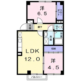 ライジングサンA【1階】の間取り