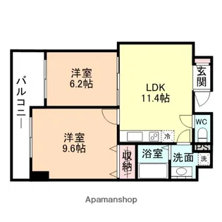 コンチネンタル星井町【5-B号室】の間取り