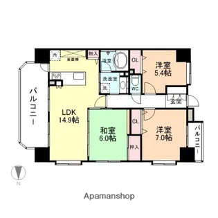 エイルマンション磯部町【5階】の間取り