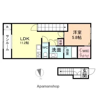 LE LIEN NAGAE (ル リアン ナガエ)【2階】の間取り