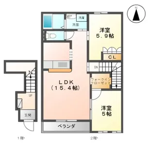 WELCOMEⅢB棟【2階】の間取り