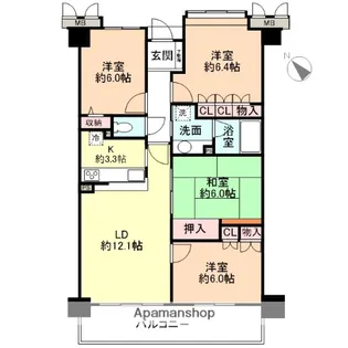 サーパス今泉【402号室】の間取り